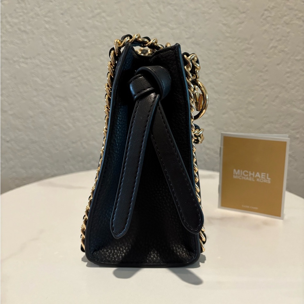 Michael Kors Black Leather Mina Chain Crossbody Shoulder Bag NWT - Picture 4 of 7